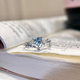 Silver Heart Zircon Open-End Light-Luxury Ring With A High-End Touch