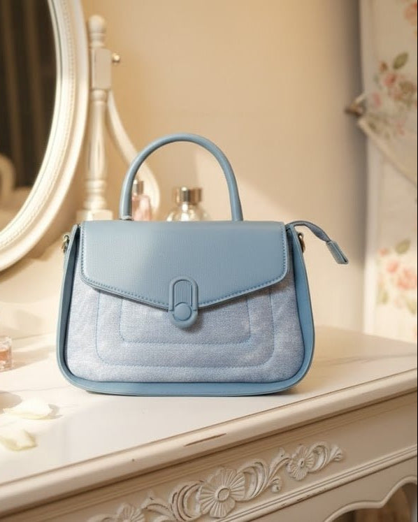 Denim Leather Satchel Bag